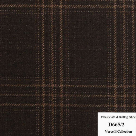 [Liên hệ] D665/2 Vercelli CXM - Vải Suit 95% Wool - Nâu Caro